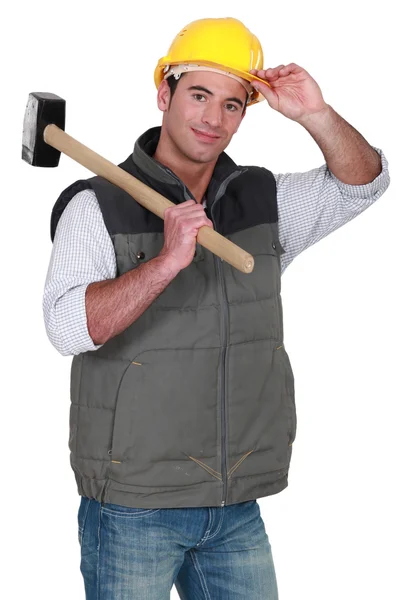 Laborer with hammer — Stock Photo, Image