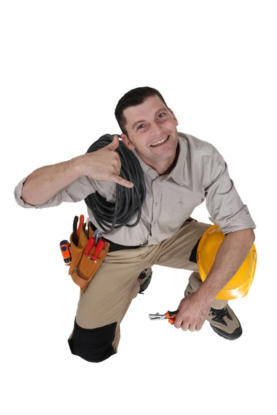 Τεχνίτης που κάνει σήμα κλήσης — Φωτογραφία Αρχείου