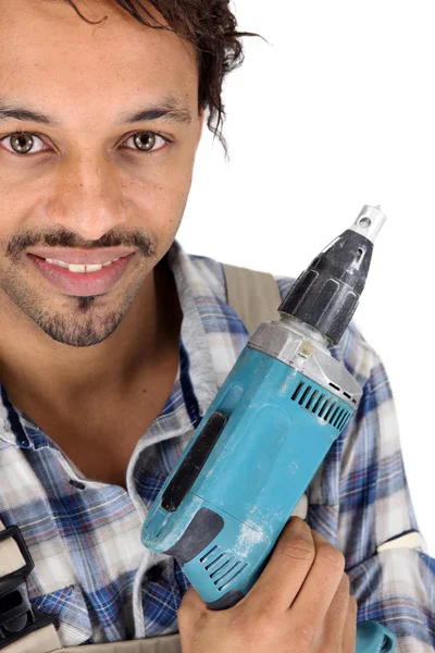 DIY fan stood with drill — Stock Photo, Image