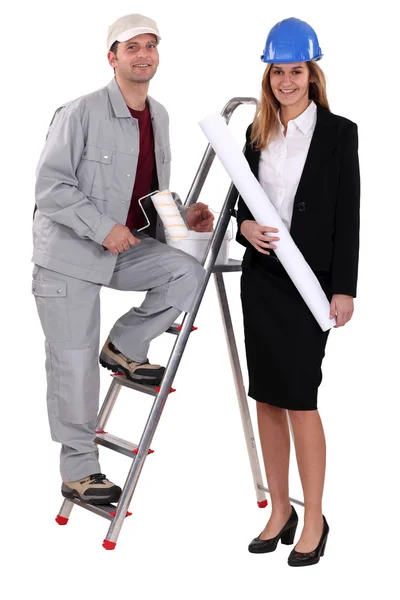 Painter and an architect working together — Stock Photo, Image