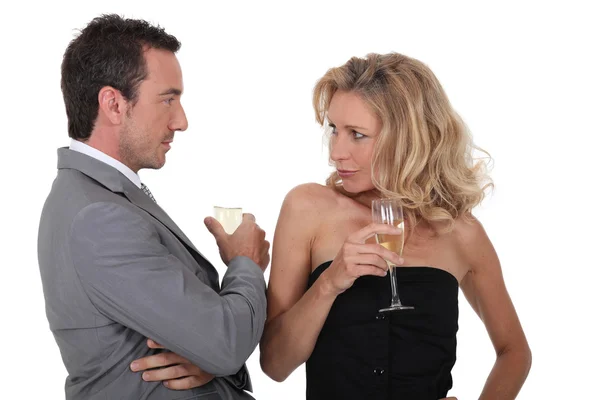 Couple with drinks — Stock Photo, Image