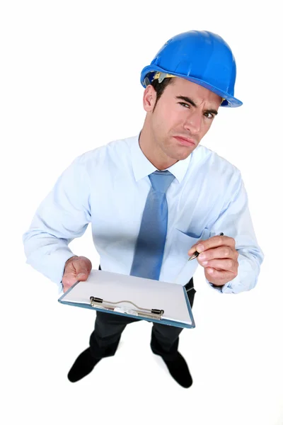 An architect with a weird facial expression. — Stock Photo, Image