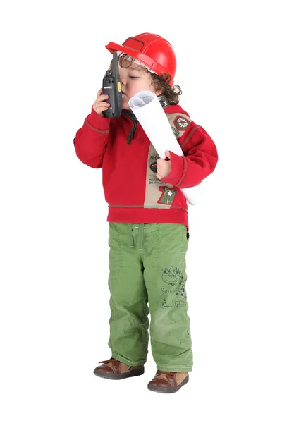 Cute little boy pretending to be foreman — Stock Photo, Image