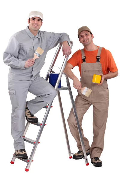 Dois pintores trabalhando juntos — Fotografia de Stock