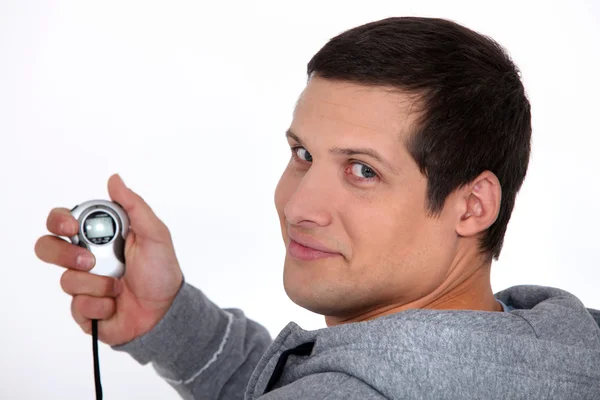 Man holding stop watch — Stock Photo, Image