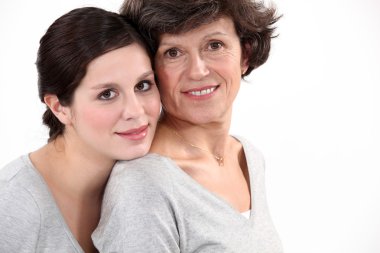 Woman with her mother clipart