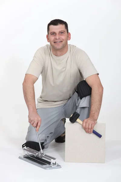 Bir kiremit tesisatçısı portresi — Stok fotoğraf
