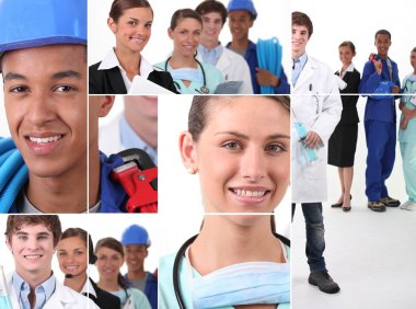 Collage illustrating career choices clipart