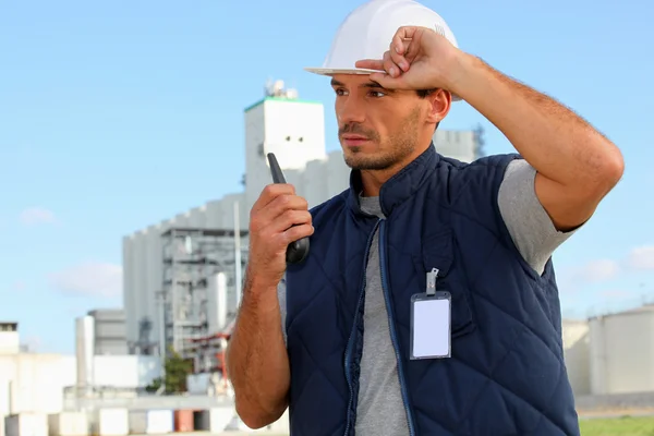 Foreman with radio receiver — Stock Photo, Image