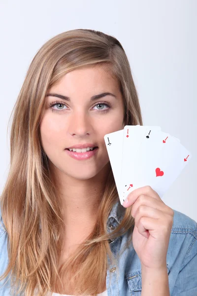 Girl with good game — Stock Photo, Image