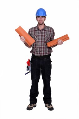 Portrait of a roofer clipart