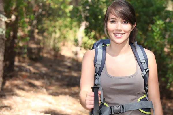 Female hiker with backpack — Stock Photo, Image