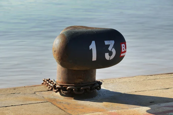 stock image Numbered bollard at the pier