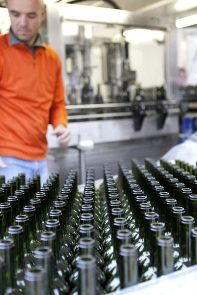Wina butelkowanie fabryki — Zdjęcie stockowe