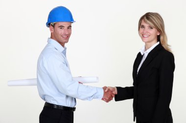 Architects shaking hands clipart