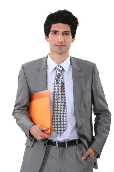 Man with folder in hand — Stock Photo, Image