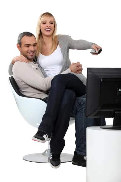 stock image Couple channel surfing