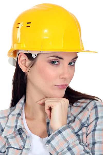 Construtor feminino posando — Fotografia de Stock