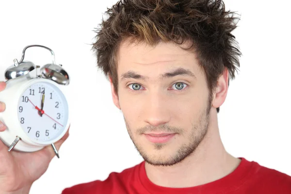Portrét muže s hodinami — Stock fotografie