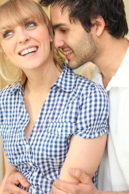 Romantic couple nuzzling clipart