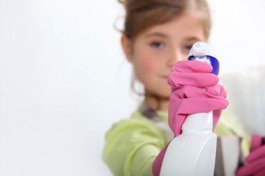 Young girl cleaning clipart