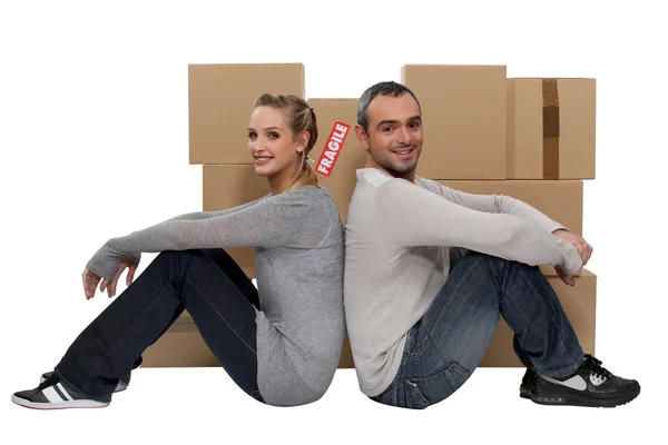 Couple moving together — Stock Photo, Image