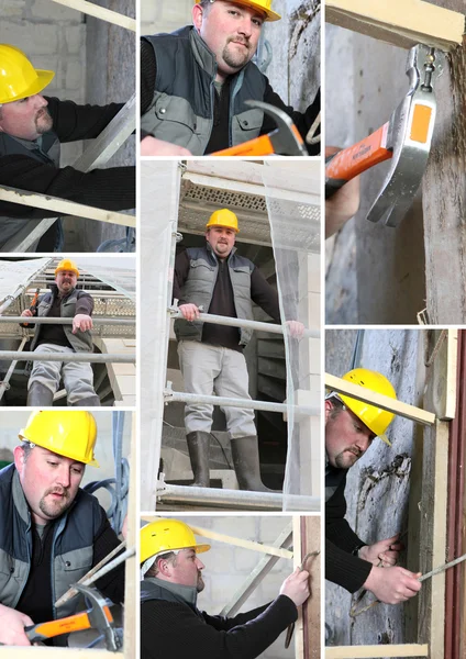 Mosaic of man working on housing project — Stock Photo, Image