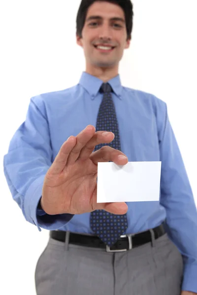 Бізнесмен показує свою візитну картку . — стокове фото