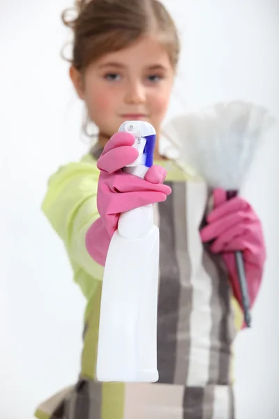 Pequena menina limpeza — Fotografia de Stock
