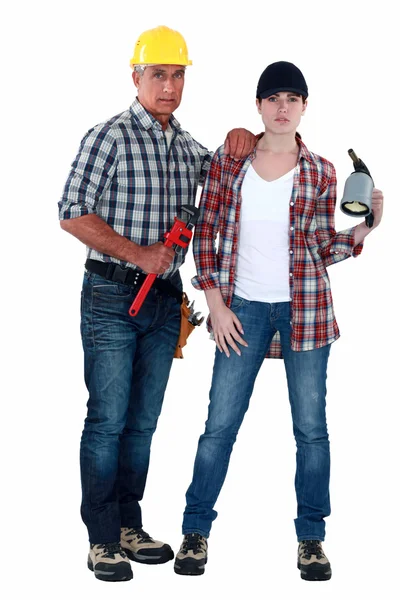男性和女性的管道工 — 图库照片
