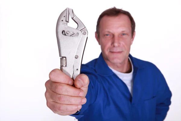 Man with wrench — Stock Photo, Image