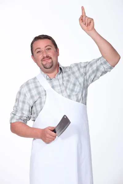 Butcher pointing — Stock Photo, Image