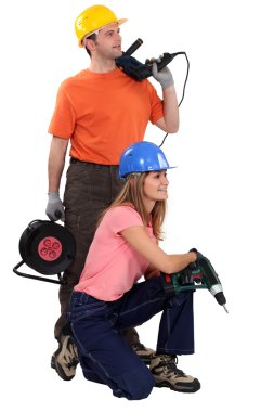 Young couple about to start renovating clipart