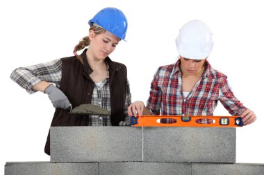 Two female bricklayers clipart