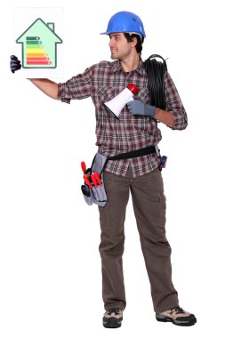 Electrician teaching about energy efficiency clipart