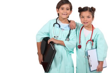 Children disguised as doctors clipart