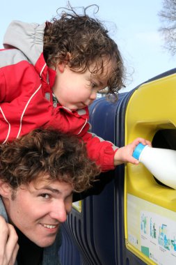 Father and son recycling clipart