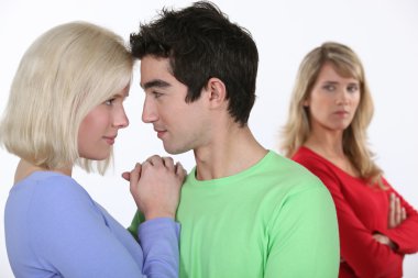 Woman jealous of couple clipart