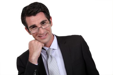 Excited businessman in glasses clipart