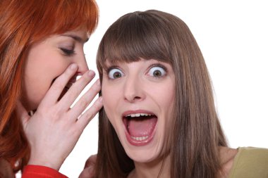 Girl whispered to another girl clipart