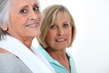 Senior women doing gymnastics clipart