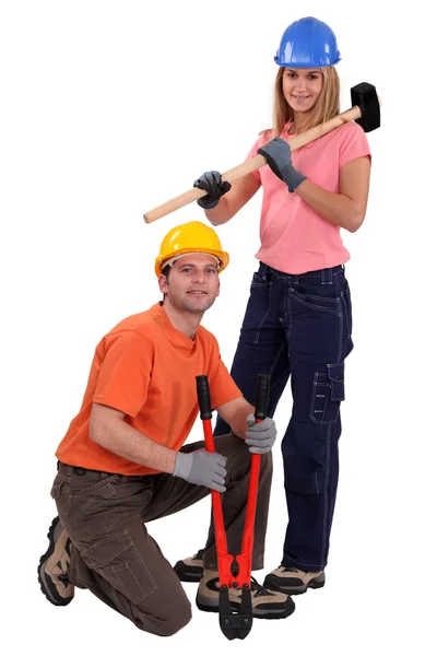 Craftswoman and craftsman together — Stock Photo, Image