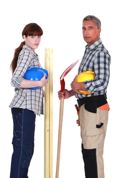 Bricklayer and carpenter — Stock Photo, Image