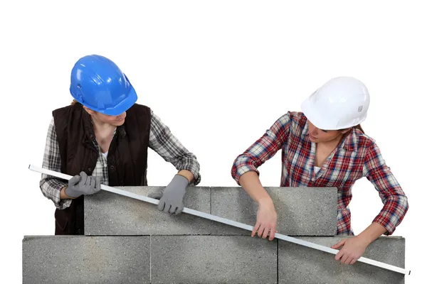 Duo of female bricklayers — Stock Photo, Image