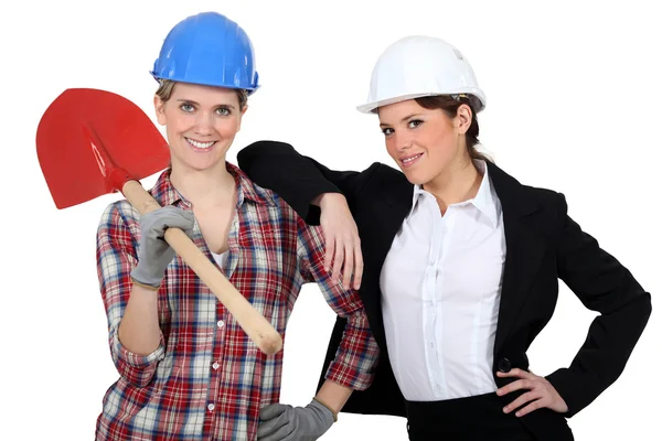 Female builder with female architect — Stock Photo, Image