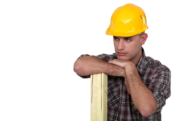 Workers supported on wooden slats — Stock Photo, Image
