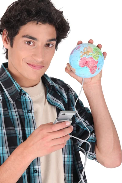 Nastolatek połączenia na całym świecie — Zdjęcie stockowe