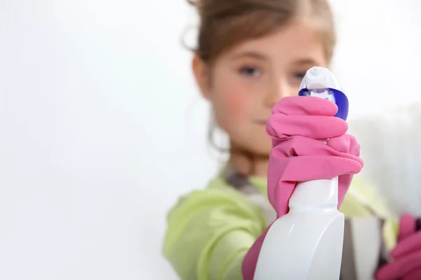 Young girl cleaning — Stock Photo, Image