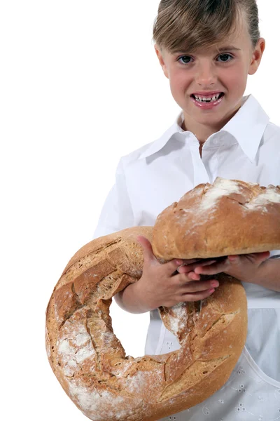 Little girl dressed as bakery worker — Stock Photo, Image