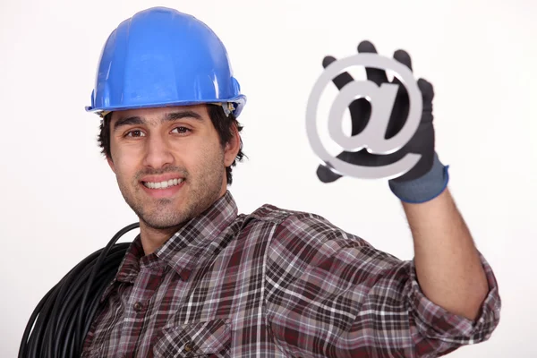 Workers with email symbol — Stock Photo, Image